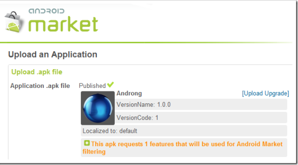 Publish your application on Android market