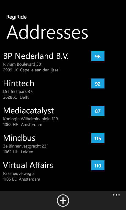 Manage Addresses Screen